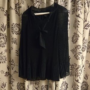 Roz & Ali Black Pleated 3/4 Sleeve Blouse